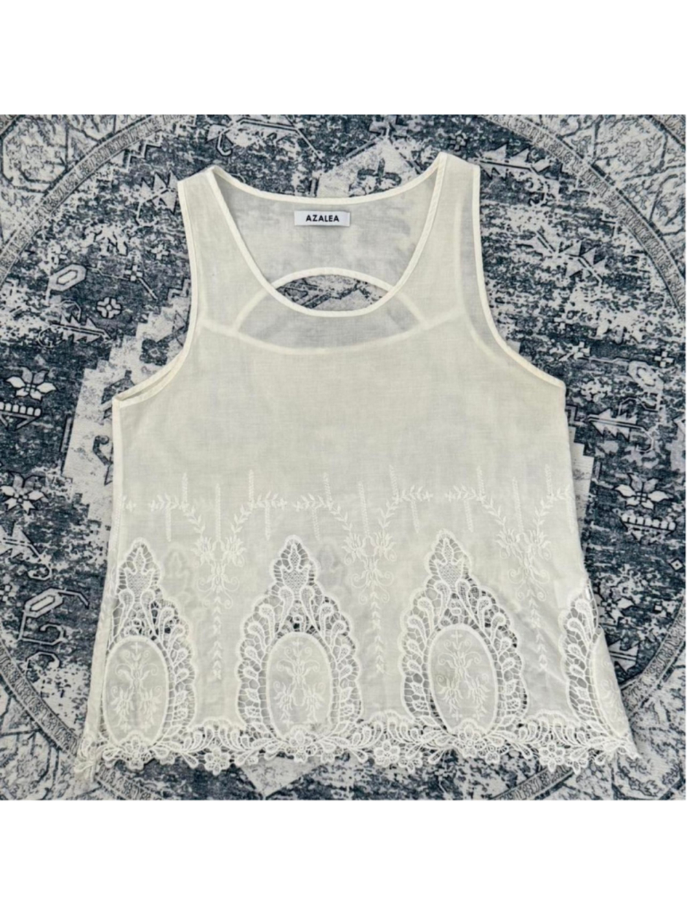 Azalea White Tank Top with Embroidery - Size M